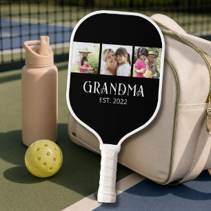 Grandma Established Modern Script 3 Photo Pickleball Paddle