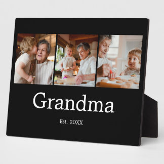 Grandma Established Modern Script 3 Photo Plaque