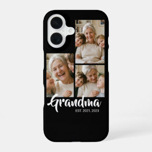 Grandma Established Modern Script Black 3 Photo iPhone 16 Case