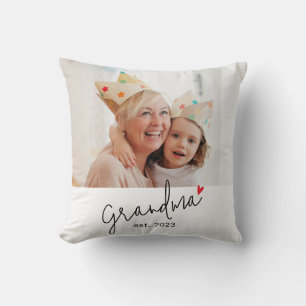 Grandma Established Modern Script Photo Cushion