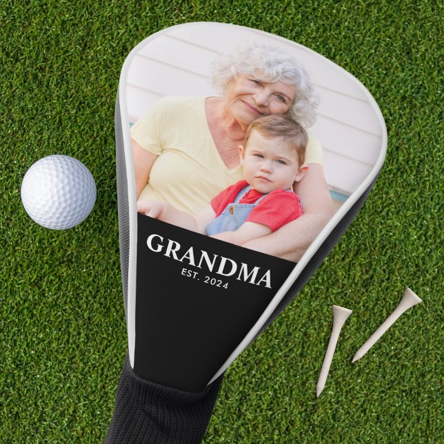 Grandma Established Modern Script Photo Golf Head Cover (Creator Uploaded)
