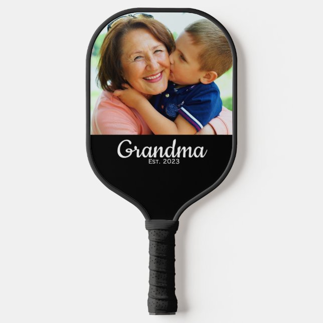 Grandma Established Modern Script Photo  Pickleball Paddle (Front)