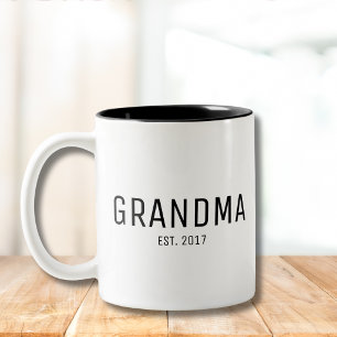 Grandma Established New Grandma Gift Two-Tone Coffee Mug