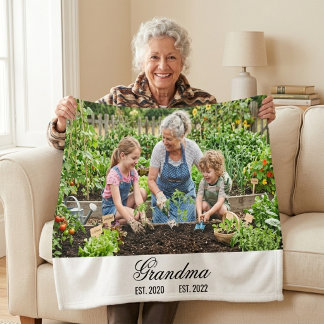 Grandma Established Personalised Photo Gift Fleece Blanket