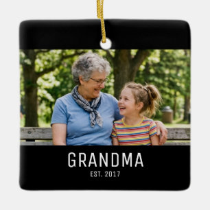 Grandma Established Photo Ceramic Ornament