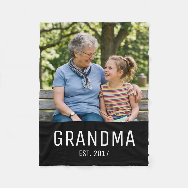 Grandma Established Photo  Fleece Blanket (Front)