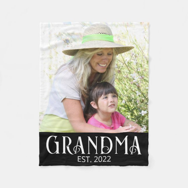 Grandma Established Photo  Fleece Blanket (Front)
