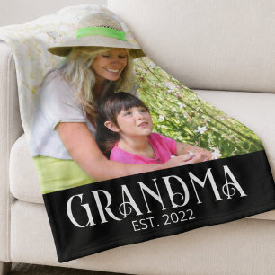 Grandma Established Photo Fleece Blanket