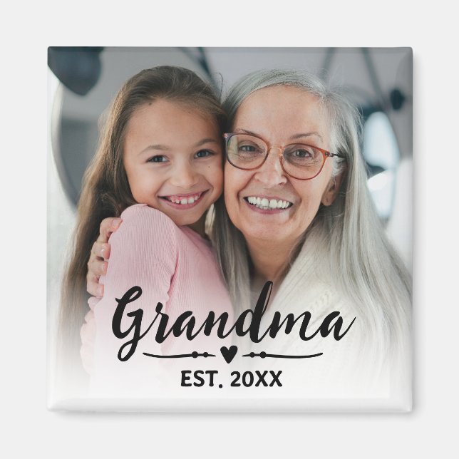 Grandma Established Photo Gift  Magnet (Front)