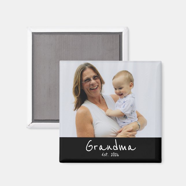 Grandma Established Photo Gift Magnet (Front/Back)