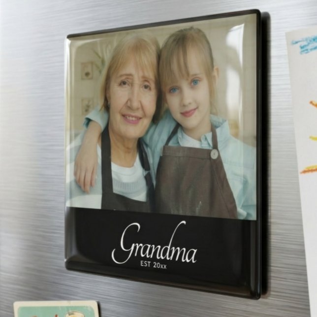 Grandma Established Photo Gift Magnet (Creator Uploaded)