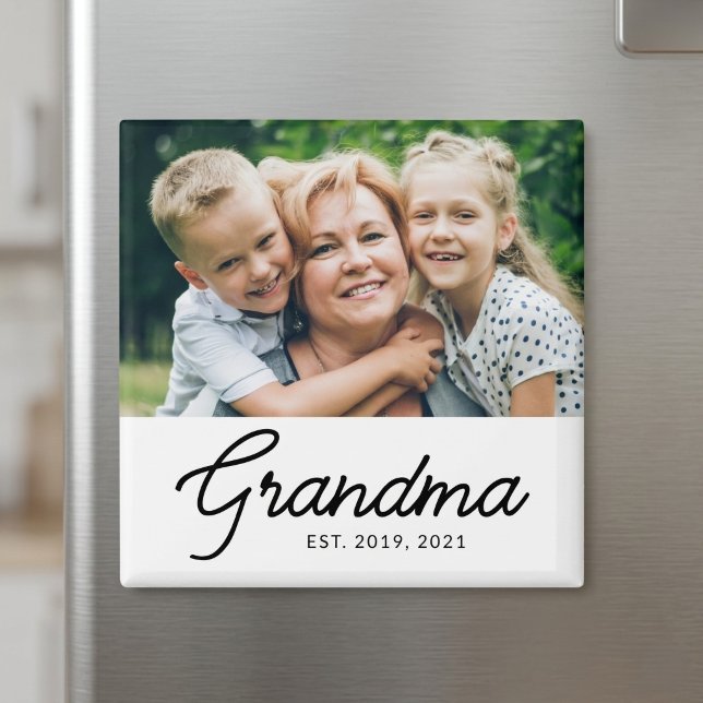 Grandma Established Photo Gift Magnet (Creator Uploaded)