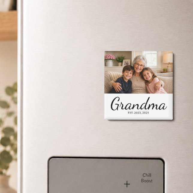 Grandma Established Photo Gift Magnet (Creator Uploaded)