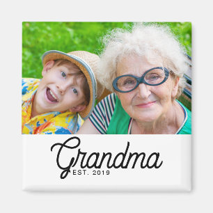 Grandma Established Photo Gift Magnet
