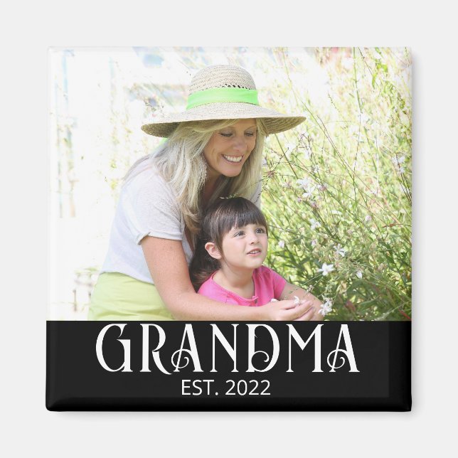 Grandma Established Photo Gift Magnet (Front)