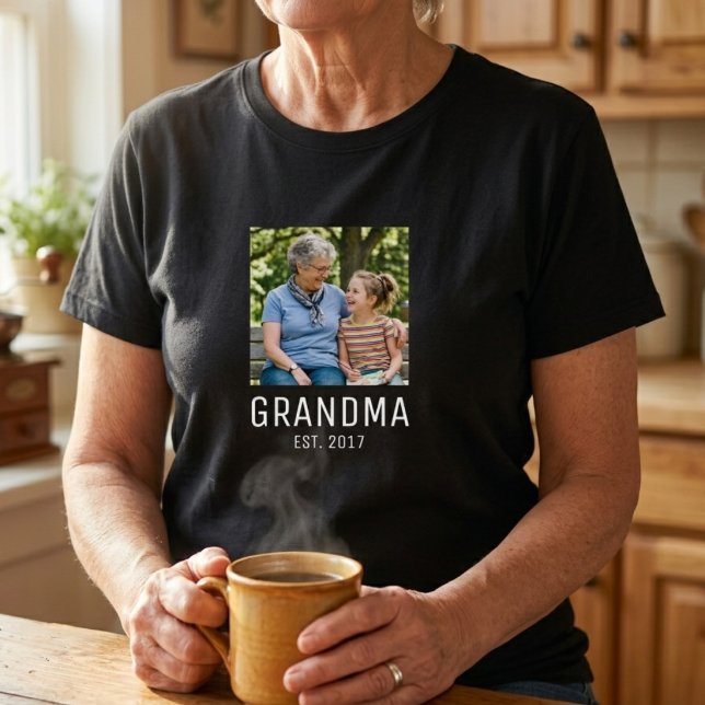 Grandma Established Photo Gift T-Shirt (Creator Uploaded)