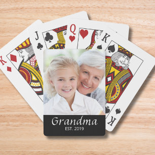 Grandma Established Photo  Playing Cards