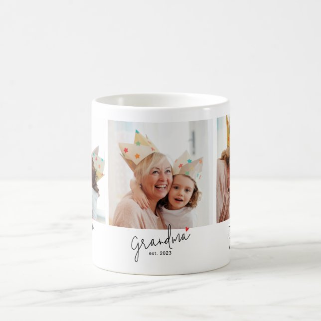 Grandma Established Script 3 Photo Coffee Mug (Center)
