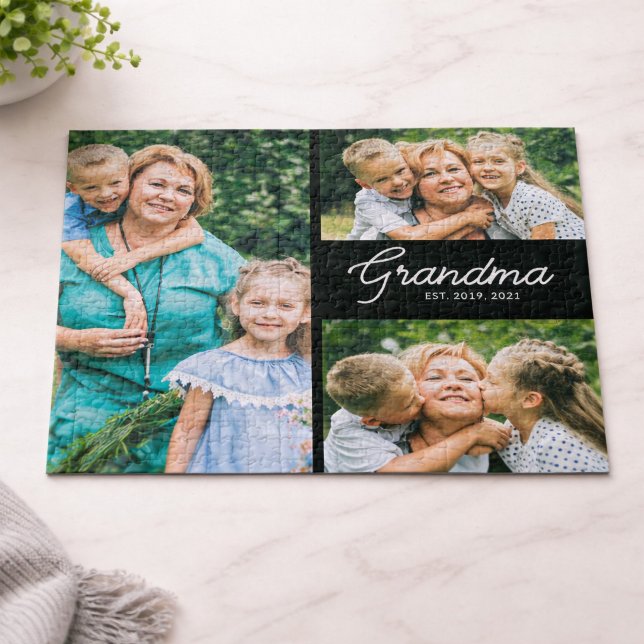 Grandma Established Script 3 Photo Jigsaw Puzzle (Creator Uploaded)