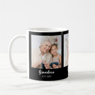 Grandma Established Script Black 3 Photo Coffee Mug