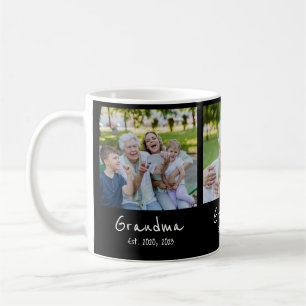Grandma Established Script Black 3 Photo Coffee Mug