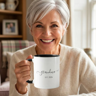 Grandma Established Script Custom Year Mug