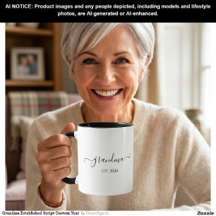 Grandma Established Script Custom Year Mug