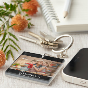 Grandma Established Script Gift Photo Key Ring