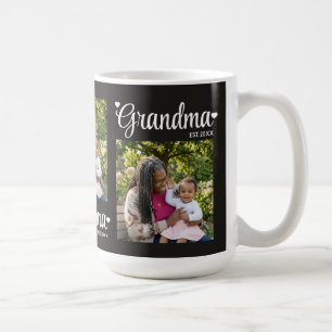Grandma Established Script Mom Photo Gift Coffee Mug