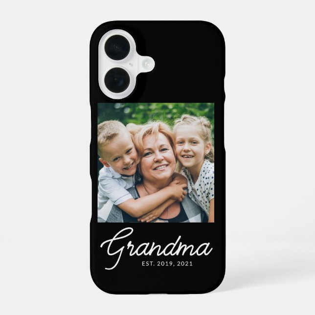 Grandma Established Script Photo iPhone 16 Case (Back)