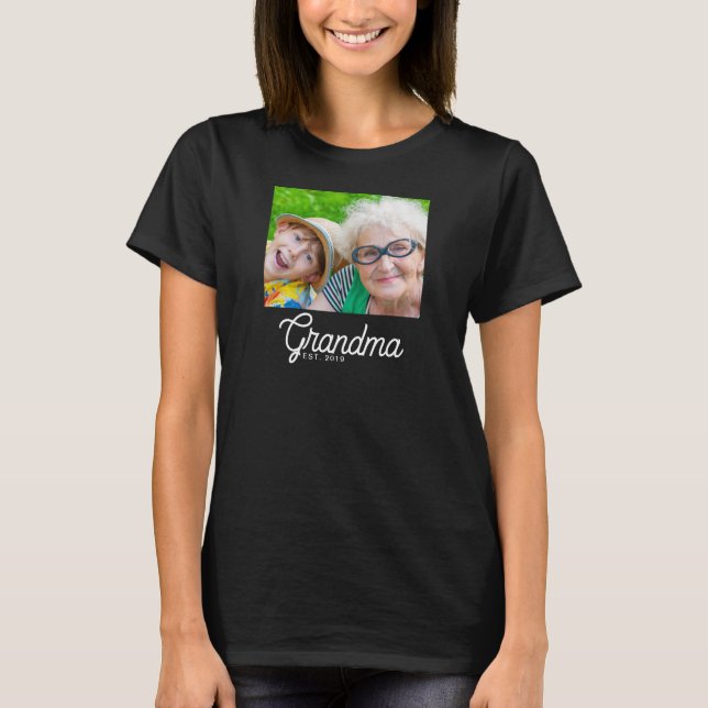 Grandma Established Script Photo T-Shirt (Front)