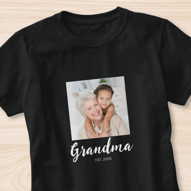 Grandma Established Script Photo  T-Shirt (Creator Uploaded)