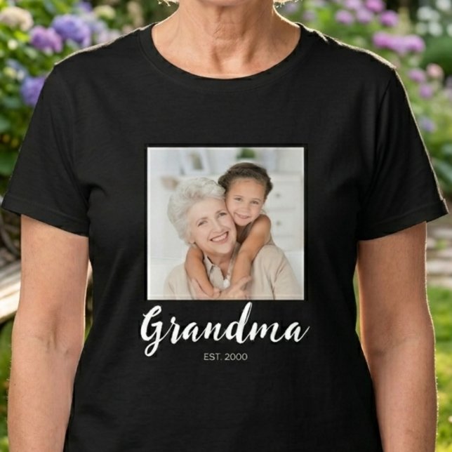 Grandma Established Script Photo  T-Shirt (Creator Uploaded)