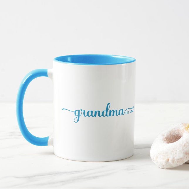 Grandma Established | Two Tone Blue & White Mug (With Donut)