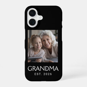 Grandma Established Typography Photo Black iPhone 16 Case