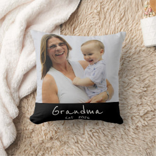 Grandma Established white script photo Cushion