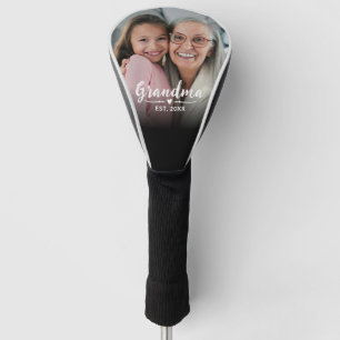 Grandma Established White Script Photo Golf Head Cover