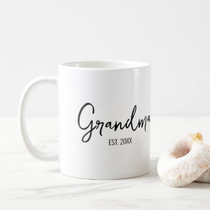 Grandma Established Year Black Script Typography Coffee Mug