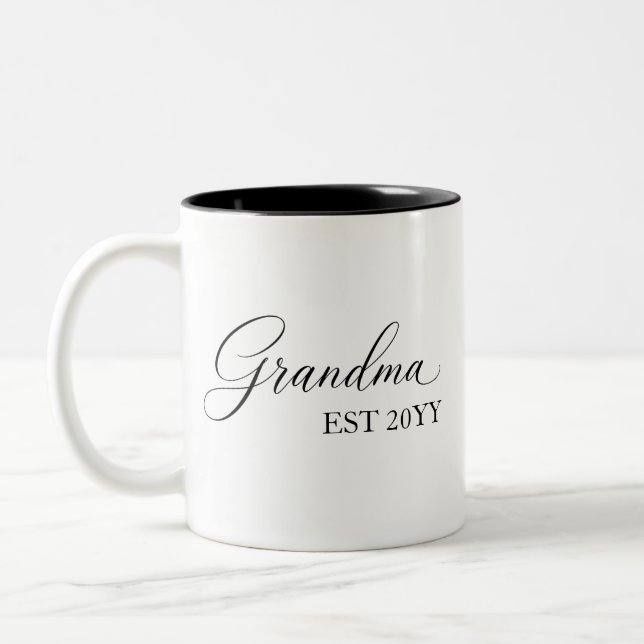 Grandma Established [Year] – Personalised  Two-Tone Coffee Mug (Left)