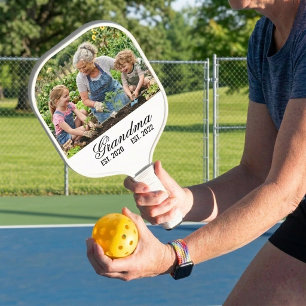 Grandma Established Years Photo Keepsake Gift Pickleball Paddle