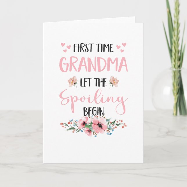 Grandma Expectant Omi Flowers Grandparents Card (Front)