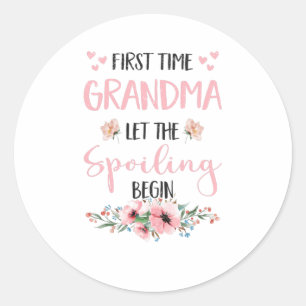 Grandma Expectant Omi Grandparents Baby Flowers Classic Round Sticker