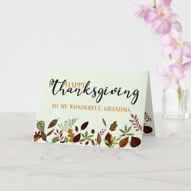 Grandma Fall Foliage Thanksgiving Card (Orchid)