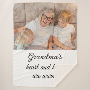 Grandma Family Love Simple Elegant Black Script  Sherpa Blanket
