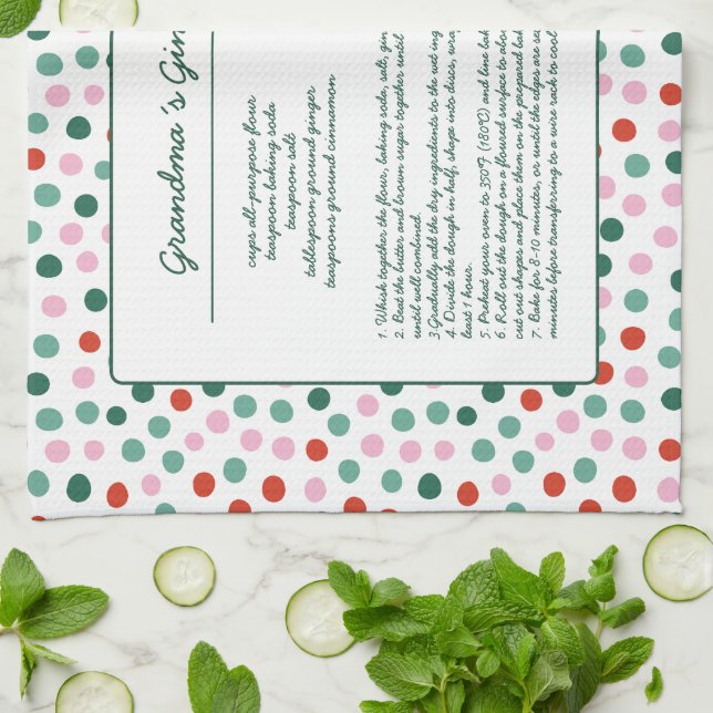 Grandma Family Recipe Holiday Tea Towel (Folded)