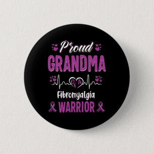 Grandma Fibromyalgia Warrior Awareness Ribbon Purp 6 Cm Round Badge