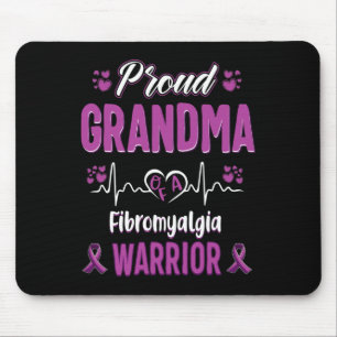 Grandma Fibromyalgia Warrior Awareness Ribbon Purp Mouse Pad