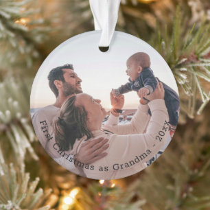 Grandma First Christmas Personalized Photo Ornament
