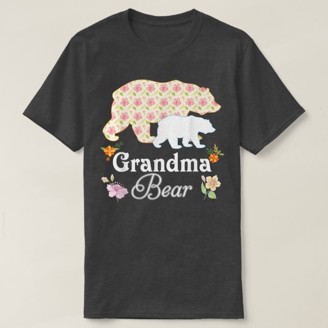 Grandma Floral Flower Bear Cute Family Mommy Grand T-Shirt (Design Front)