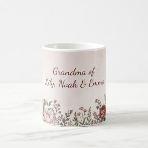 Grandma Floral Mug Personalized With Grandchildren